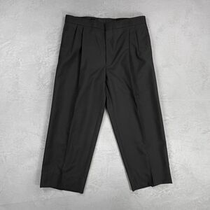 Vintage 90s Gerald Austin Black Wool Tuxedo Pants w/ Satin Side Stripe 34 Short